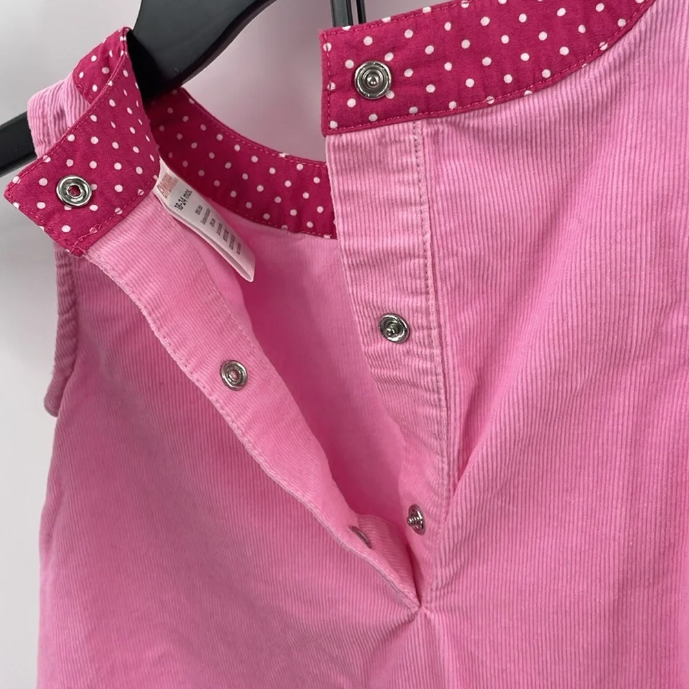 Gymboree pink elephant polka dot corduroy jumper dress Size 18 24 months